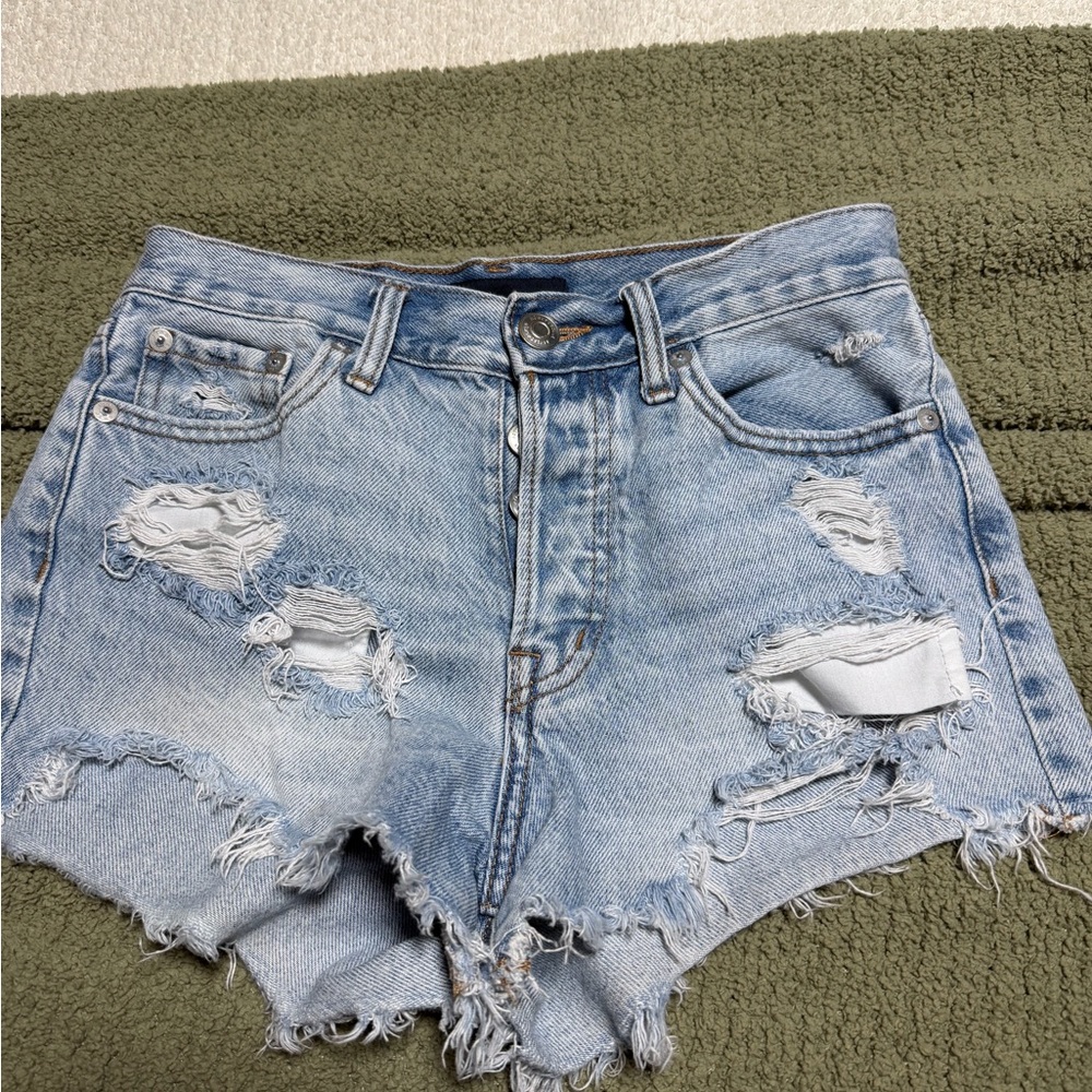 Aeropostale Light Blue Distressed Denim Shorts